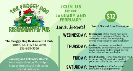The Froggy Dog Restaurant & Pub, $12 Lunch Specials