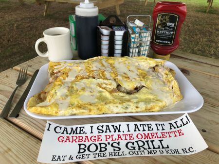 Bob's Grill Outer Banks Restaurant, Garbage Plate Omelet Challenge