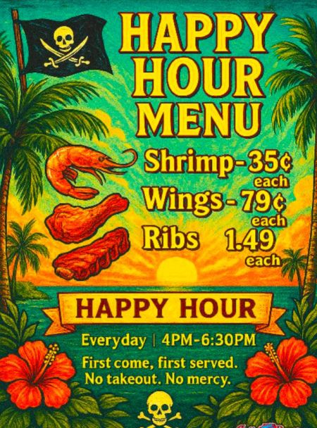 Jolly Roger Restaurant, Happy Hour