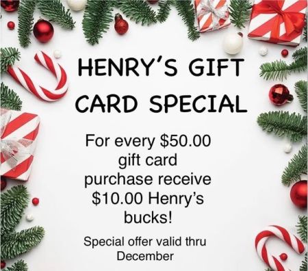 Henry's Restaurant, Gift Card Special