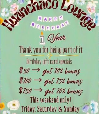 Huanchaco Lounge, Gift Card Specials