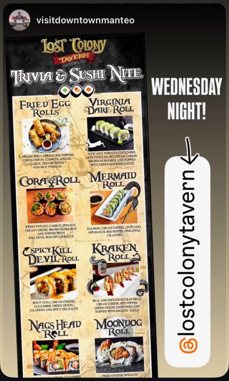 Lost Colony Tavern, Sushi Night with Moondog