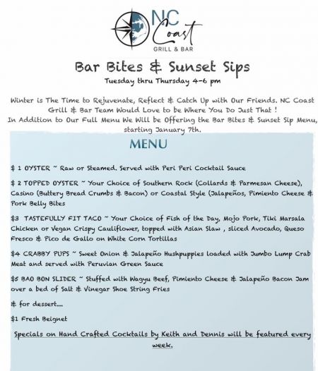 NC Coast Grill & Bar, Happy Hour