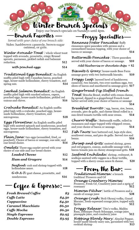 The Froggy Dog Restaurant & Pub, Sunday Brunch