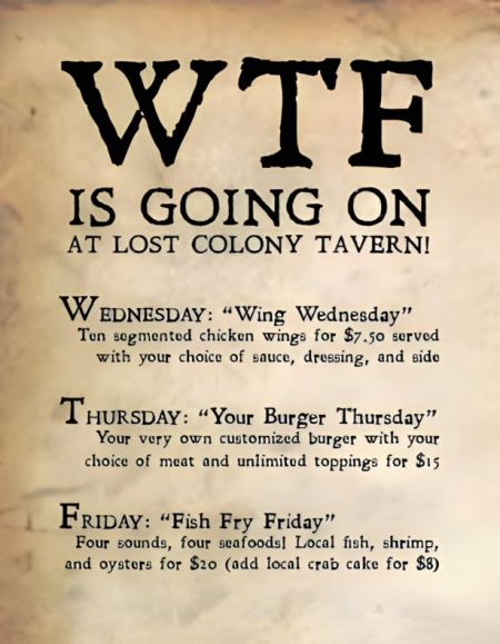 Lost Colony Tavern, Wing Wednesday