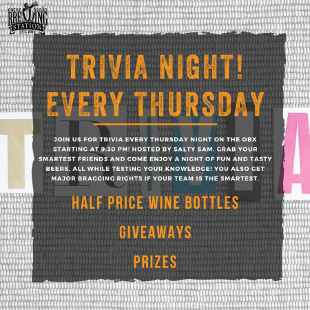 Outer Banks Brewing Station, Trivia Night 1/2 Price Wine Bottles