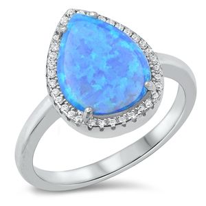 Gulf Stream Gifts, Blue Lab Opal & CZ Pear Shaped Ring
