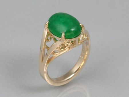 Silver Bonsai Gallery, Chrysoprase & 14K Gold Filigree Ring