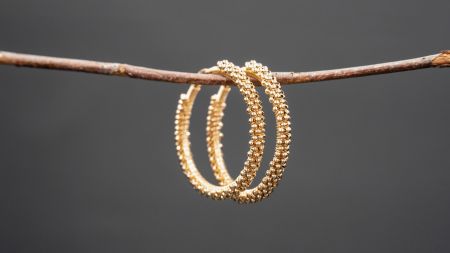 Nest, Spiral Gold Hoop Earrings
