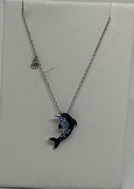 Gulf Stream Gifts, Dolphin Blue Cz Necklace