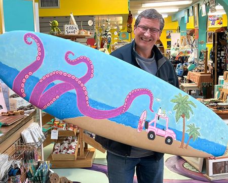 Artsy Octopus, Custom Surfboard Art