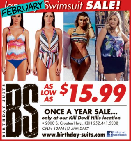 Birthday Suits, February Swimsuit Sale