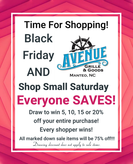 Avenue Grille & Goods, Black Friday and Shop Small Saturday