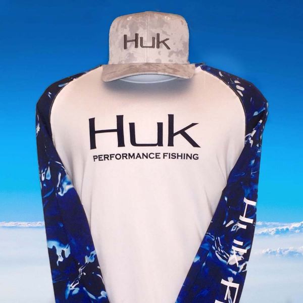 Huk Men's Fin American Fade Pursuit Long Sleeve Fishing Shirt, Huk